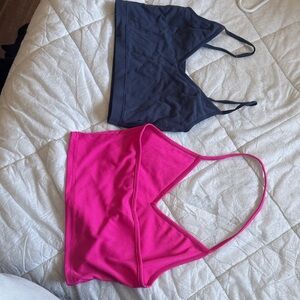 Pink and Black Strappy tank tops